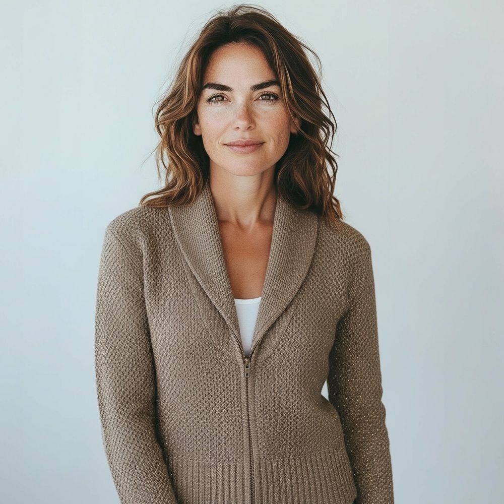 LOFT Taupe Textured Cardigan